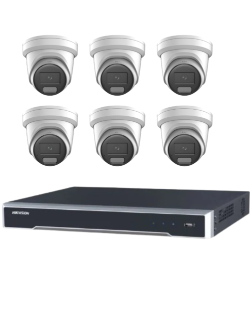 DK Hikvision Camera Kit, 6 x 6MP ColorVu Gen 3 Turret, 8Ch NVR HDD Optional