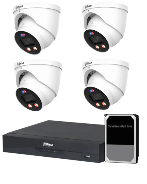 Dahua TiOC PRO Camera Kit, 4 x 8MP Smart Dual Illumination, 4CH AI Smart NVR Ultra 4K