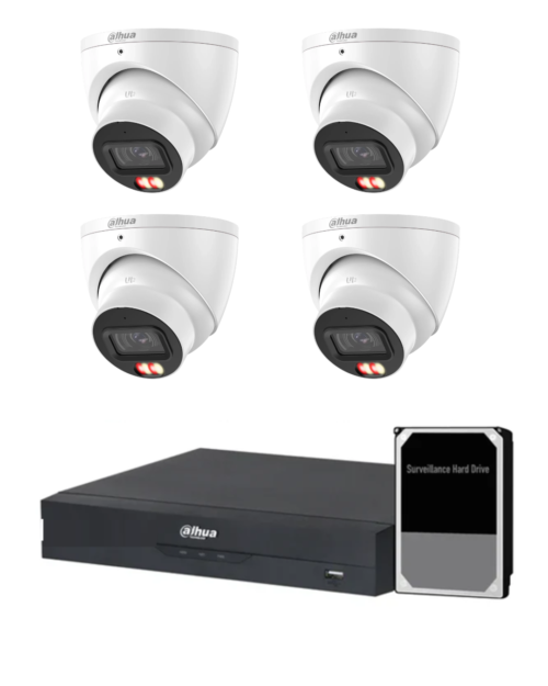 Dahua Accupick Camera Kit, 4 x 6MP AI WizSense with Warm Light, 4CH AI Smart NVR Ultra 4K