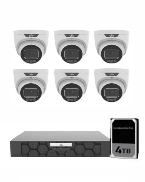 Uniview UNV Acutrack Triguard 6x 8MP Active Deterrence CCTV Kit with 4TB HDD & 8CH NVR