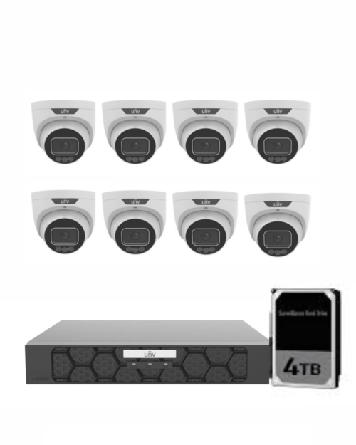 Uniview UNV Acutrack Triguard 8x 8MP Active Deterrence CCTV Kit with 4TB HDD & 8CH NVR