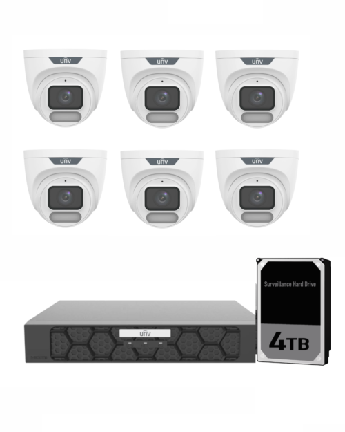 Uniview UNV Acutrack Owlview 6 x 8MP Smart CCTV Kit with 4TB HDD & 8CH NVR