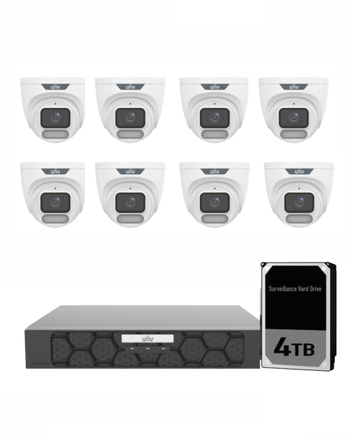 Uniview UNV Acutrack Owlview 8 x 8MP Smart CCTV Kit with 4TB HDD & 8CH NVR