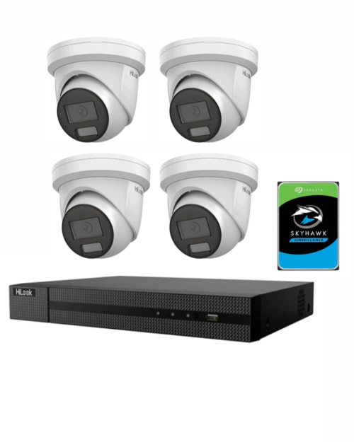 HiLook 6MP Kit 4 x IPC-T361H-MU Camera with IntelliSense, Built-in Mic, 4CH 4K NVR