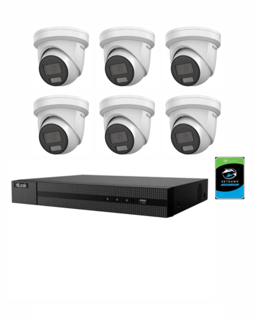 HiLook 6MP Kit 6x IPC-T361H-MU Camera with IntelliSense, Built-in Mic, 8CH 4K NVR