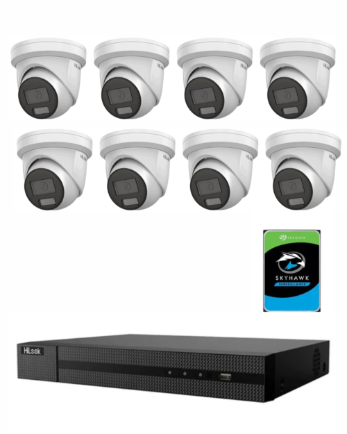 HiLook 6MP Kit 8x IPC-T361H-MU Camera with IntelliSense, Built-in Mic, 8CH 4K NVR