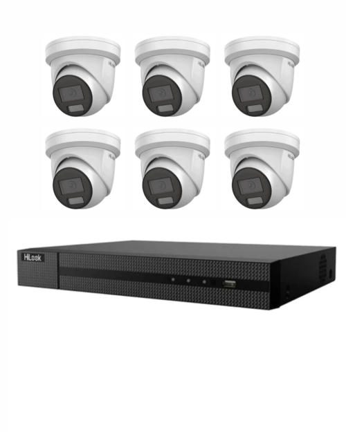 HiLook 8MP Kit 6 x IPC-T381H-MU Camera with IntelliSense, Built-in Mic, 8CH 4K NVR